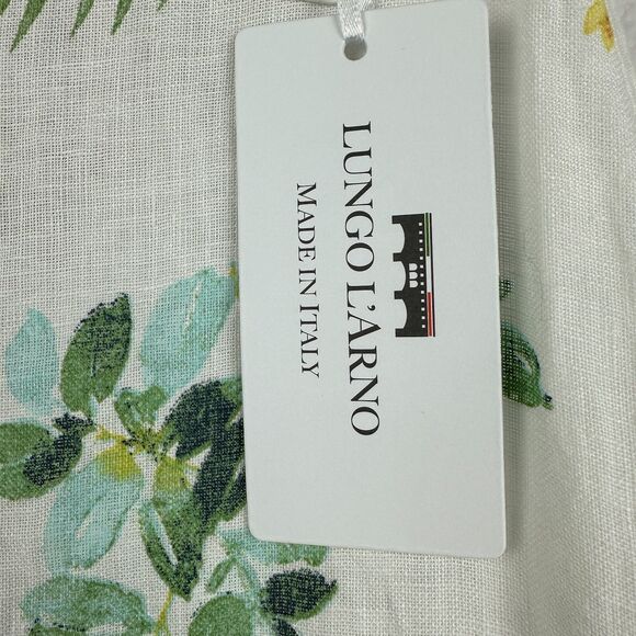 Lungo L'Arno 100% Italian Linen Dress Size M Sundress Hawaii Floral Resort Beach - Picture 9 of 12